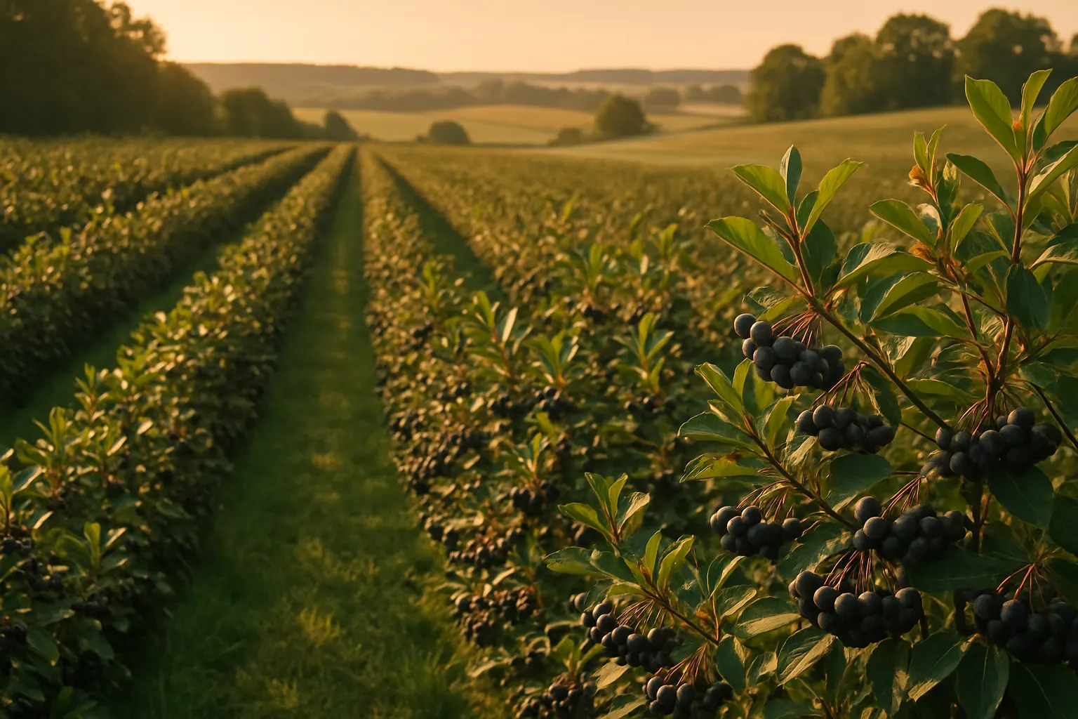 Aronia Plantage – Reihenanbau in Niedersachsen